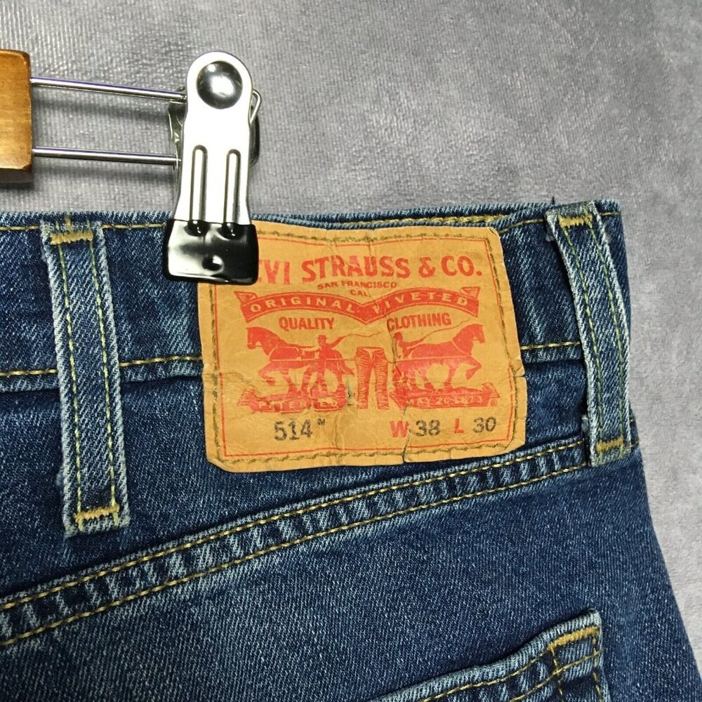 Levis 514 Straight Fit Mens Blue‎ Jeans size 38x30 Stretch Denim Pants - Picture 6 of 14